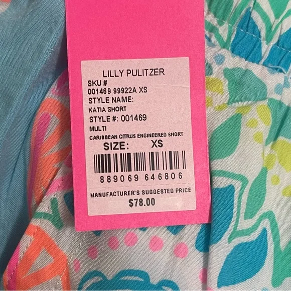Lilly Pulitzer Katia Shorts Caribbean Citrus Women's Shorts XS NWT - Picture 10 of 15